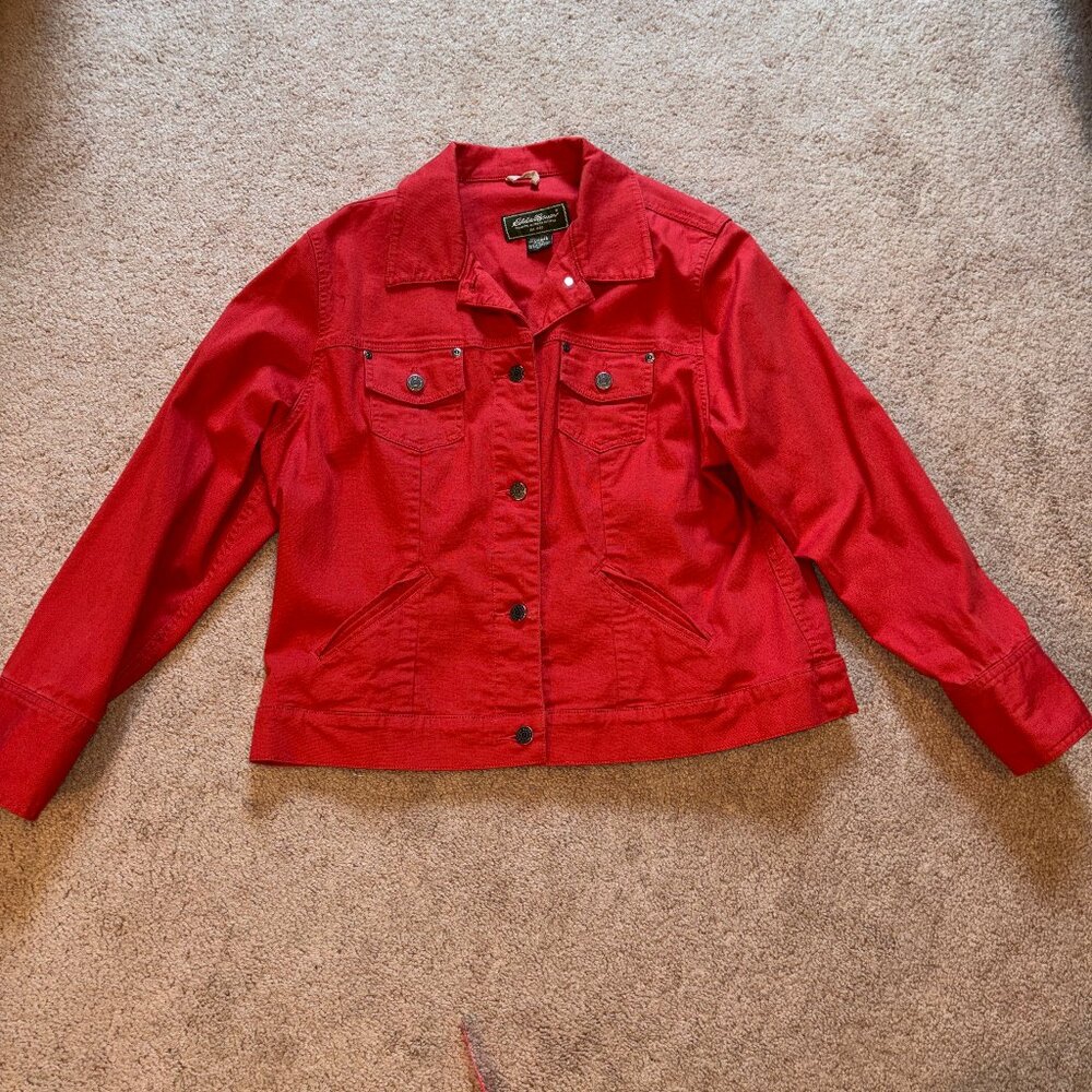Eddie Bauer Heavyweight Orange Red Jeans Jacket XL
